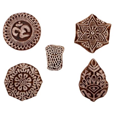 Set of 5 Piece New Mix Wooden Printing Blocks